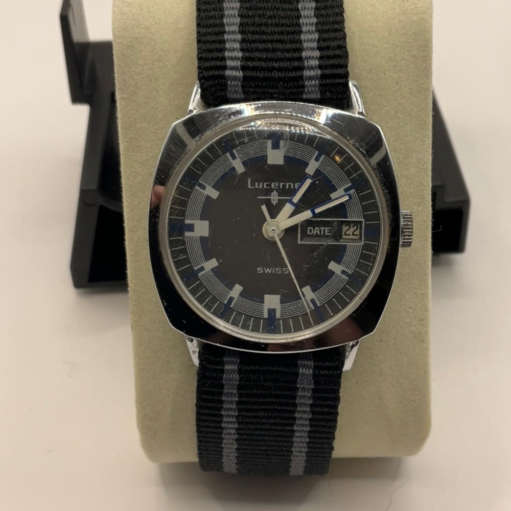 Vintage Lucerne Automatic Swiss Watch Day/Date RUNS!